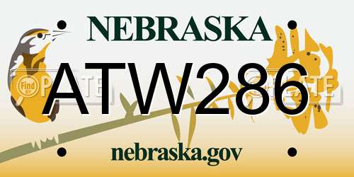 ATW286 Nebraska License Plate