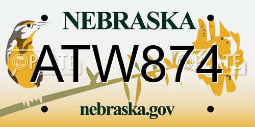ATW874 Nebraska License Plate