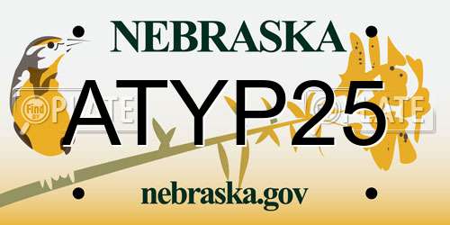 ATYP25 Nebraska License Plate
