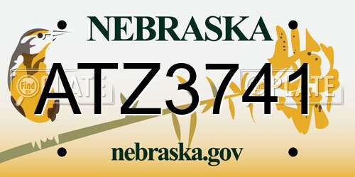 ATZ3741 Nebraska License Plate