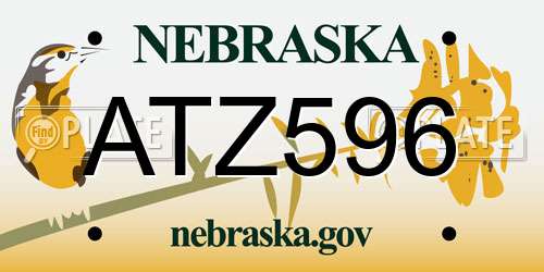 ATZ596 Nebraska License Plate