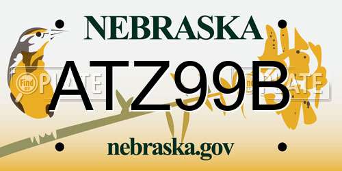 ATZ99B Nebraska License Plate
