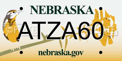 ATZA60 Nebraska License Plate