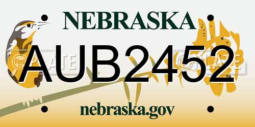 AUB2452 Nebraska License Plate