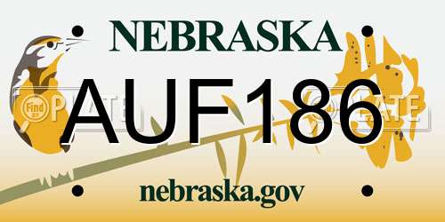 AUF186 Nebraska License Plate