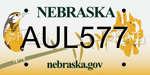 AUL577 Nebraska License Plate