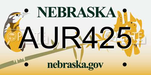 AUR425 Nebraska License Plate