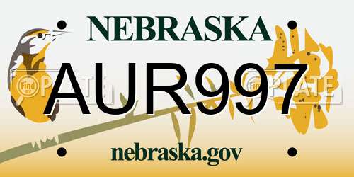 AUR997 Nebraska License Plate