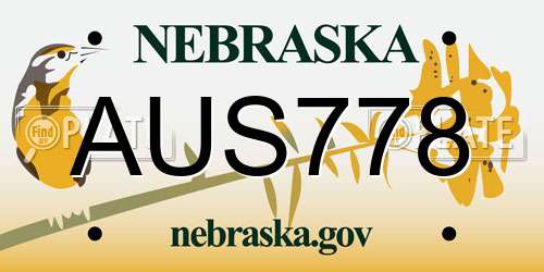 AUS778 Nebraska License Plate