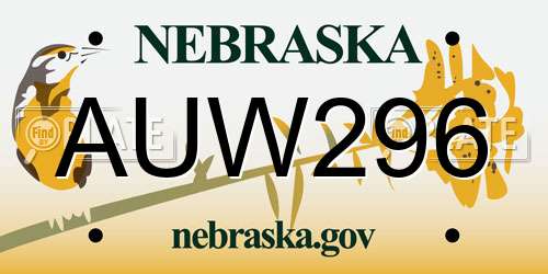 AUW296 Nebraska License Plate