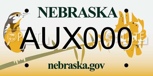 AUX000 Nebraska License Plate