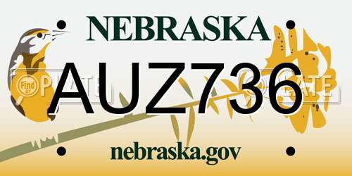 AUZ736 Nebraska License Plate