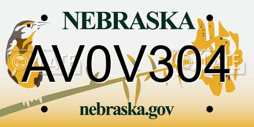 AV0V304 Nebraska License Plate