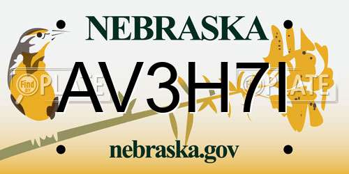 AV3H7I Nebraska License Plate