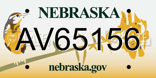 AV65156 Nebraska License Plate