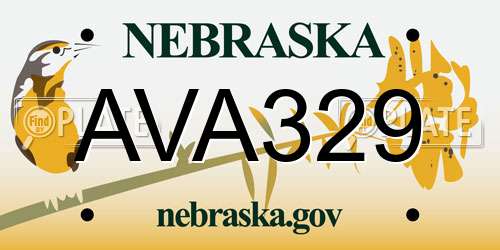 AVA329 Nebraska License Plate