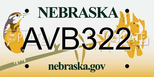 AVB322 Nebraska License Plate