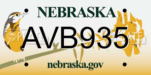 AVB935 Nebraska License Plate