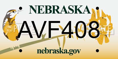 AVF408 Nebraska License Plate