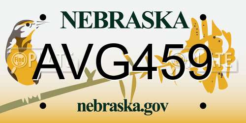 AVG459 Nebraska License Plate
