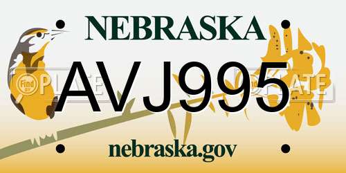 AVJ995 Nebraska License Plate