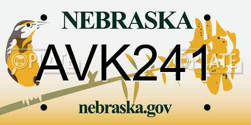 AVK241 Nebraska License Plate