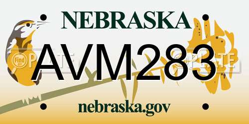 AVM283 Nebraska License Plate
