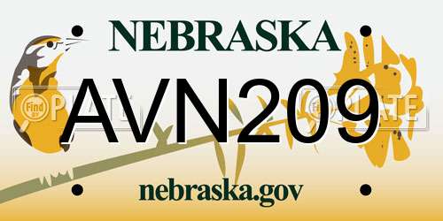 AVN209 Nebraska License Plate