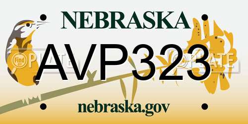AVP323 Nebraska License Plate
