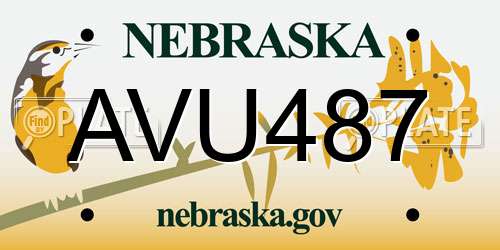 AVU487 Nebraska License Plate