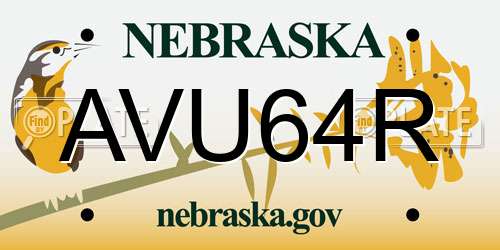 AVU64R Nebraska License Plate