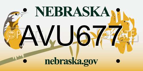 AVU677 Nebraska License Plate