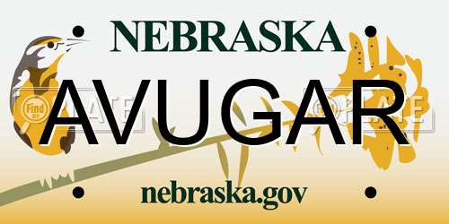 AVUGAR Nebraska License Plate