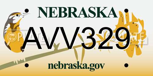 AVV329 Nebraska License Plate