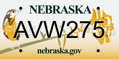 AVW275 Nebraska License Plate