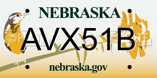 AVX51B Nebraska License Plate