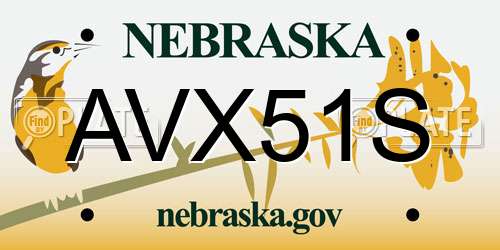 AVX51S Nebraska License Plate