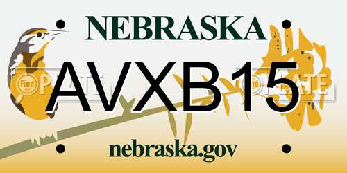 AVXB15 Nebraska License Plate