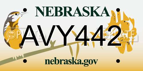 AVY442 Nebraska License Plate