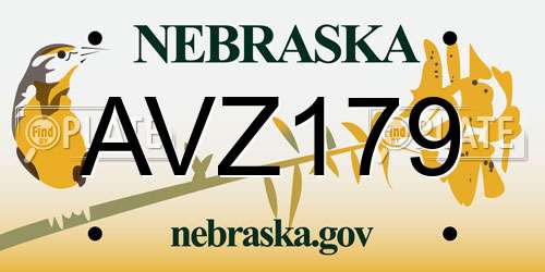 AVZ179 Nebraska License Plate