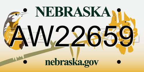 AW22659 Nebraska License Plate