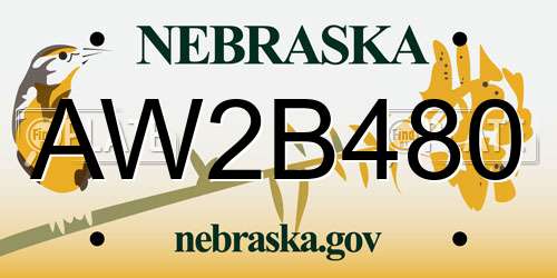 AW2B480 Nebraska License Plate