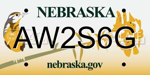 AW2S6G Nebraska License Plate