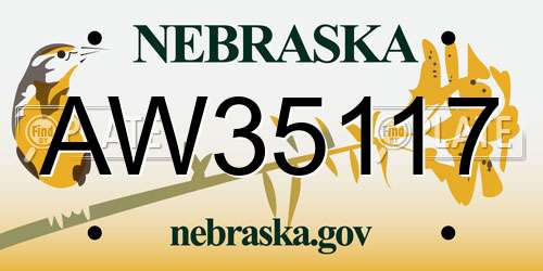 AW35117 Nebraska License Plate