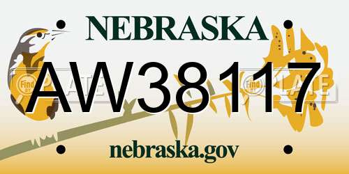 AW38117 Nebraska License Plate