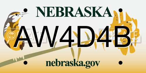AW4D4B Nebraska License Plate
