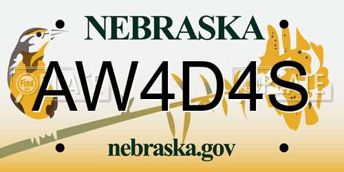 AW4D4S Nebraska License Plate