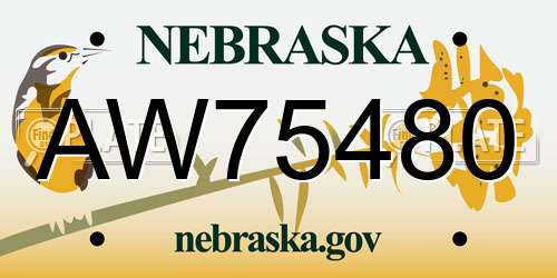 AW75480 Nebraska License Plate
