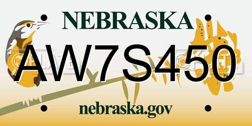 AW7S450 Nebraska License Plate