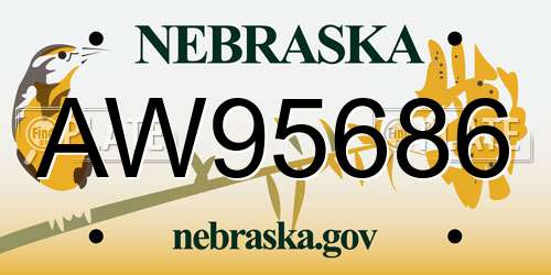 AW95686 Nebraska License Plate